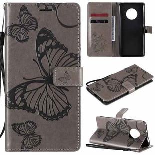 For Huawei Enjoy 20 Plus 5G 3D Butterflies Embossing Pattern Horizontal Flip Leather Case with Holder & Card Slot & Wallet(Grey)