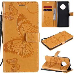 For Huawei Enjoy 20 Plus 5G 3D Butterflies Embossing Pattern Horizontal Flip Leather Case with Holder & Card Slot & Wallet(Yellow)