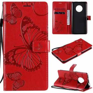 For Huawei Enjoy 20 Plus 5G 3D Butterflies Embossing Pattern Horizontal Flip Leather Case with Holder & Card Slot & Wallet(Red)