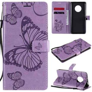 For Huawei Enjoy 20 Plus 5G 3D Butterflies Embossing Pattern Horizontal Flip Leather Case with Holder & Card Slot & Wallet(Purple)