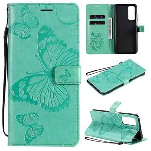 For Huawei Honor Play4 / Maimang 9 3D Butterflies Embossing Pattern Horizontal Flip Leather Case with Holder & Card Slot & Wallet(Green)