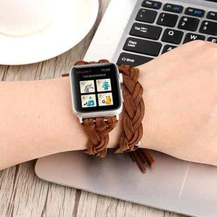 Hand-woven Leather Watch Band For Apple Watch Series 7 45mm / 6 & SE & 5 & 4 44mm / 3 & 2 & 1 42mm(Dark Brown)