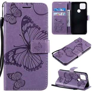 For Google Pixel 5 3D Butterflies Embossing Pattern Horizontal Flip Leather Case with Holder & Card Slot & Wallet & Lanyard(Purple)