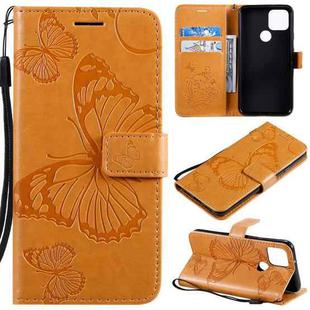 For Google Pixel 5 3D Butterflies Embossing Pattern Horizontal Flip Leather Case with Holder & Card Slot & Wallet & Lanyard(Yellow)