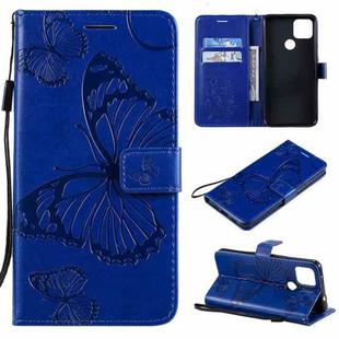 For Google Pixel 4A 5G 3D Butterflies Embossing Pattern Horizontal Flip Leather Case with Holder & Card Slot & Wallet & Lanyard(Blue)