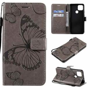 For Google Pixel 4A 5G 3D Butterflies Embossing Pattern Horizontal Flip Leather Case with Holder & Card Slot & Wallet & Lanyard(Grey)