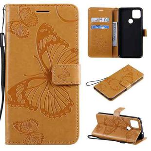 For Google Pixel 4A 5G 3D Butterflies Embossing Pattern Horizontal Flip Leather Case with Holder & Card Slot & Wallet & Lanyard(Yellow)