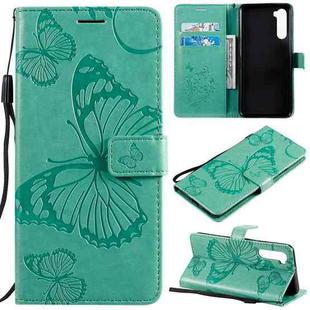 For OnePlus Nord 3D Butterflies Embossing Pattern Horizontal Flip Leather Case with Holder & Card Slot & Wallet & Lanyard(Green)