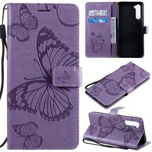For OnePlus Nord 3D Butterflies Embossing Pattern Horizontal Flip Leather Case with Holder & Card Slot & Wallet & Lanyard(Purple)