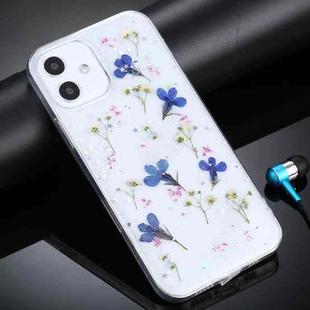 For iPhone 12 mini Gypsophila Flowers Pattern TPU Protective Case (Blue)