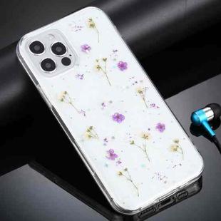 For iPhone 12 / 12 Pro Gypsophila Flowers Pattern TPU Protective Case(Purple)