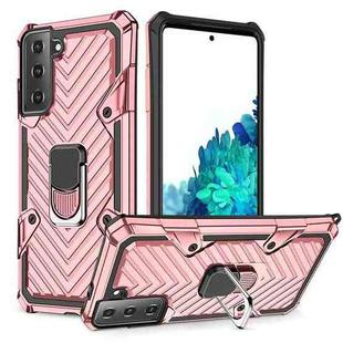 For Samsung Galaxy S21 5G  Cool Armor PC + TPU Shockproof Case with 360 Degree Rotation Ring Holder(Rose Gold)