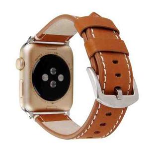 Calfskin Genuine Leather Watch Band For Apple Watch Series 7 41mm / 6 & SE & 5 & 4 40mm / 3 & 2 & 1 38mm(Brown)