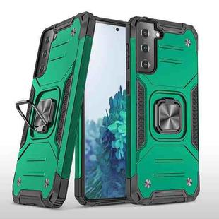 For Samsung Galaxy S21 5G Magnetic Armor Shockproof TPU + PC Case with Metal Ring Holder(Deep Green)