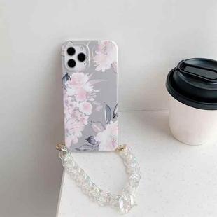 Laser Flower Pattern TPU Protective Case with Chain Strap For iPhone 12 / 12 Pro(Grey)