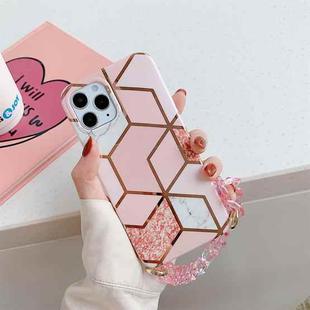 Splicing Marble Pattern TPU Protective Case with Chain Strap For iPhone 12 Pro Max(Pink Lattice)