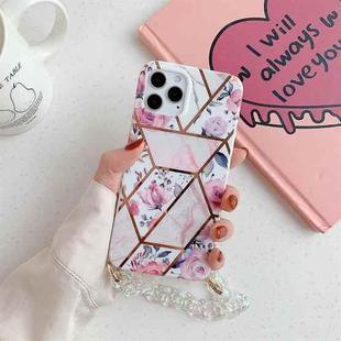 Splicing Flower Pattern TPU Protective Case with Chain Strap For iPhone 11 Pro(Pink)