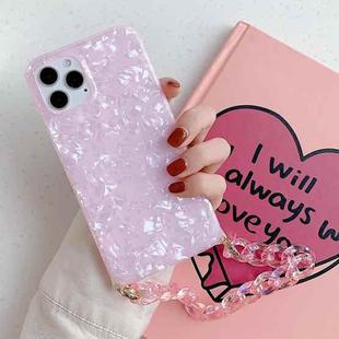 For iPhone 12 mini Shell Texture TPU Protective Case with Chain Strap (Pink)