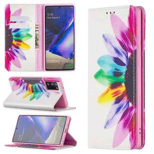 For Samsung Galaxy Note20 Colored Drawing Pattern Invisible Magnetic Horizontal Flip PU Leather Case with Holder & Card Slots & Wallet(Sun Flower)