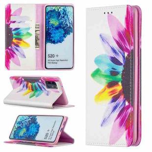 For Samsung Galaxy S20 Plus Colored Drawing Pattern Invisible Magnetic Horizontal Flip PU Leather Case with Holder & Card Slots & Wallet(Sun Flower)