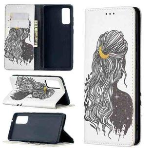 For Samsung Galaxy S20 FE Colored Drawing Pattern Invisible Magnetic Horizontal Flip PU Leather Case with Holder & Card Slots & Wallet(Girl)