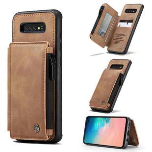For Samsung Galaxy S10 CaseMe C20 Multifunctional PC + TPU Protective Case with Holder & Card Slot & Wallet(Brown)