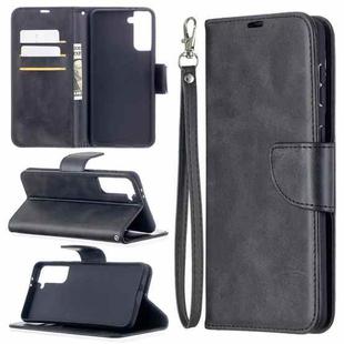 For Samsung Galaxy S21+ 5G Lambskin Texture Pure Color Horizontal Flip PU Leather Case with Holder & Card Slots & Wallet & Lanyard(Black)