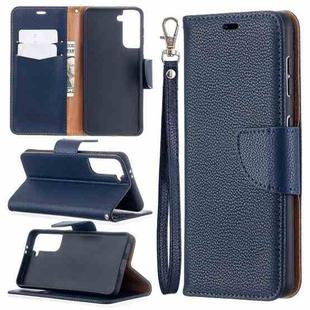 For Samsung Galaxy S21 5G Litchi Texture Pure Color Horizontal Flip Leather Case with Holder & Card Slots & Wallet & Lanyard(Dark Blue)