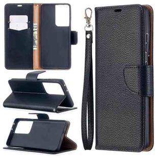 For Samsung Galaxy S21 Ultra 5G Litchi Texture Pure Color Horizontal Flip Leather Case with Holder & Card Slots & Wallet & Lanyard(Black)