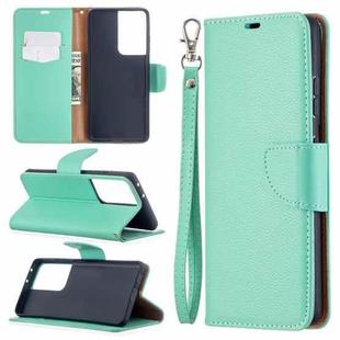For Samsung Galaxy S21 Ultra 5G Litchi Texture Pure Color Horizontal Flip Leather Case with Holder & Card Slots & Wallet & Lanyard(Green)