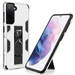 For Samsung Galaxy S21+ 5G Soldier Armor Shockproof TPU + PC Magnetic Protective Case with Holder(White)