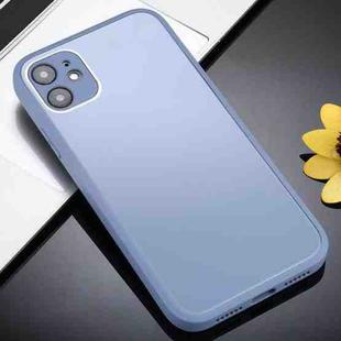 For iPhone 11 Solid Color Glass + Silicone Protective Case (Blue)