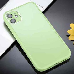 Solid Color Glass + Silicone Protective Case For iPhone 11 Pro(Green)