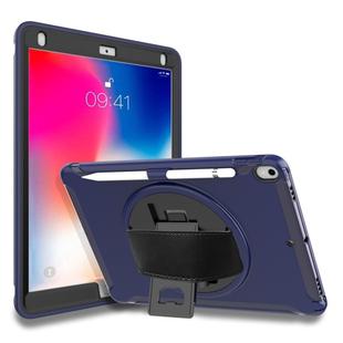 For iPad Pro 10.5 inch 360 Degree Rotation PC+TPU Protective Cover with Holder & Hand Strap(Dark Blue)