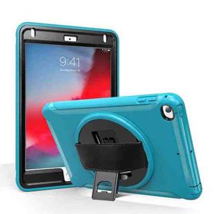 For iPad mini (2019) & mini 4 360 Degree Rotation PC+TPU Protective Cover with Holder & Hand Strap(Light Blue)