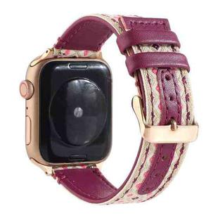 Ethnic Leather Watch Band For Apple Watch Series 7 41mm / 6 & SE & 5 & 4 40mm / 3 & 2 & 1 38mm(Purple)