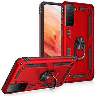 For Samsung Galaxy S21 5G Shockproof TPU + PC Protective Case with 360 Degree Rotating Holder(Red)