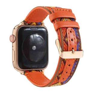 Ethnic Leather Watch Band For Apple Watch Series 7 45mm / 6 & SE & 5 & 4 44mm / 3 & 2 & 1 42mm(Orange)