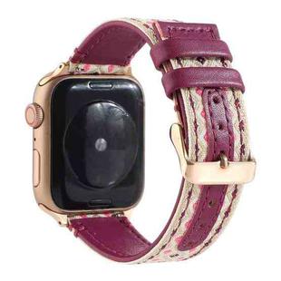 Ethnic Leather Watch Band For Apple Watch Series 7 45mm / 6 & SE & 5 & 4 44mm / 3 & 2 & 1 42mm(Purple)