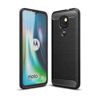 For Motorola Moto G9 Play Brushed Texture Carbon Fiber TPU Case(Black)