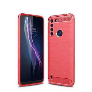 For Motorola One Fusion Brushed Texture Carbon Fiber TPU Case(Red)