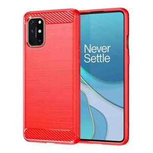 For OnePlus 8T Brushed Texture Carbon Fiber TPU Case(Red)