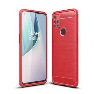 For OnePlus Nord N10 5G Brushed Texture Carbon Fiber TPU Case(Red)