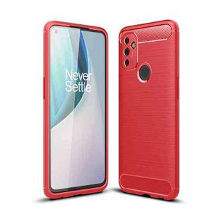 For OnePlus Nord N100 Brushed Texture Carbon Fiber TPU Case(Red)