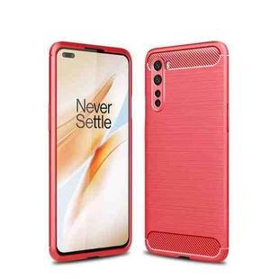 For OnePlus Nord Brushed Texture Carbon Fiber TPU Case(Red)