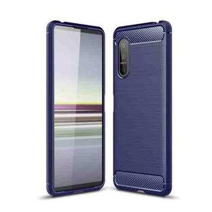 For Sony Xperia 5 II Brushed Texture Carbon Fiber TPU Case(Navy Blue)