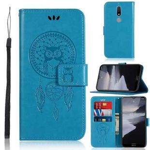 For Nokia 2.4 Wind Chime Owl Embossing Pattern Horizontal Flip Leather Case, with Holder & Card Slots & Wallet(Blue)