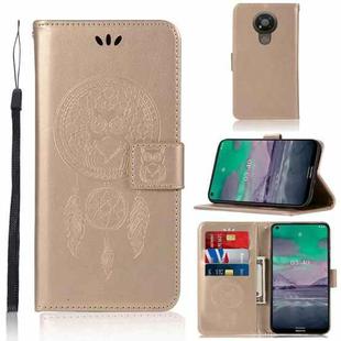 For Nokia 3.4 Wind Chime Owl Embossing Pattern Horizontal Flip Leather Case, with Holder & Card Slots & Wallet(Gold)