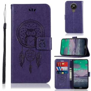 For Nokia 3.4 Wind Chime Owl Embossing Pattern Horizontal Flip Leather Case, with Holder & Card Slots & Wallet(Purple)