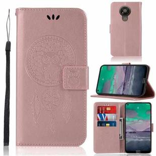 For Nokia 3.4 Wind Chime Owl Embossing Pattern Horizontal Flip Leather Case, with Holder & Card Slots & Wallet(Rose Gold)